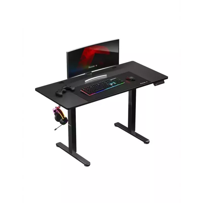 Scrivania gaming dritta Huzaro Hero 8.2 nero MDF rettangolare 1200x600 mm, regolabile in altezza 720–1180 mm, portata 80 kg