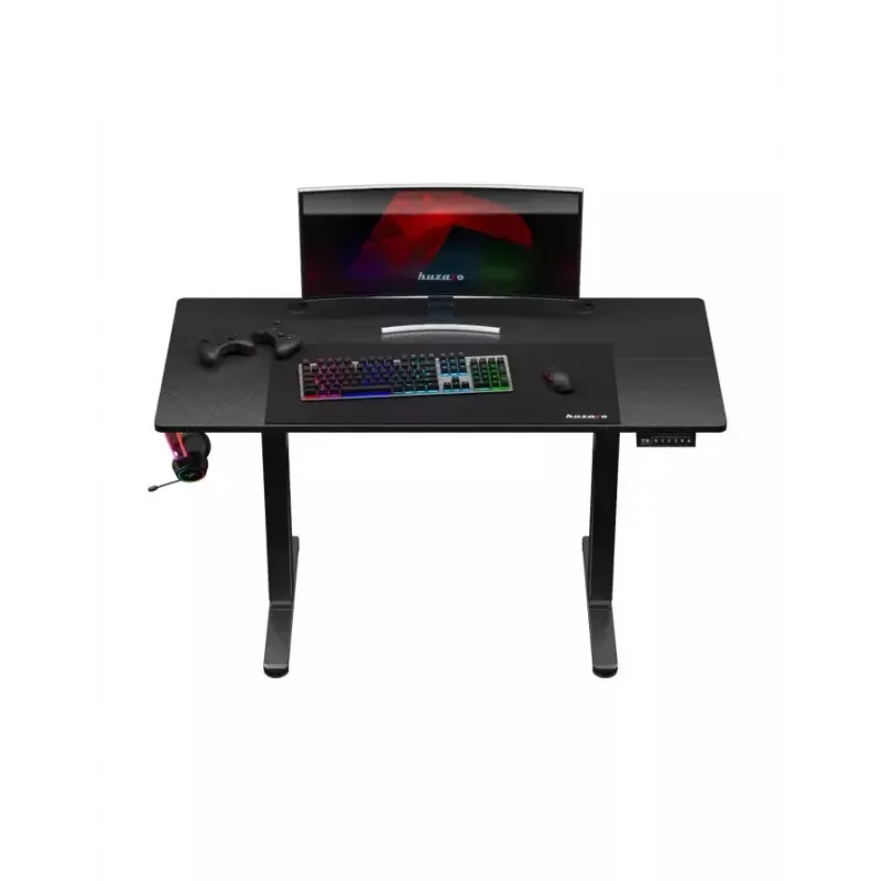 Scrivania gaming dritta Huzaro Hero 8.2 nero MDF rettangolare 1200x600 mm, regolabile in altezza 720–1180 mm, portata 80 kg
