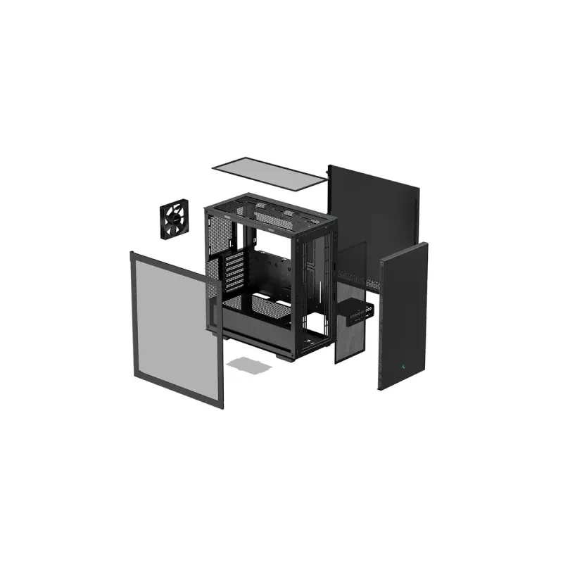 Case PC DeepCool CH510 Midi Tower nero — vetro temperato, microATX/ATX, supporta radiatori da 360 mm anteriori/superiori, lunghezza massima GPU 38 cm, alimentatore in basso, 7 slot di espansione