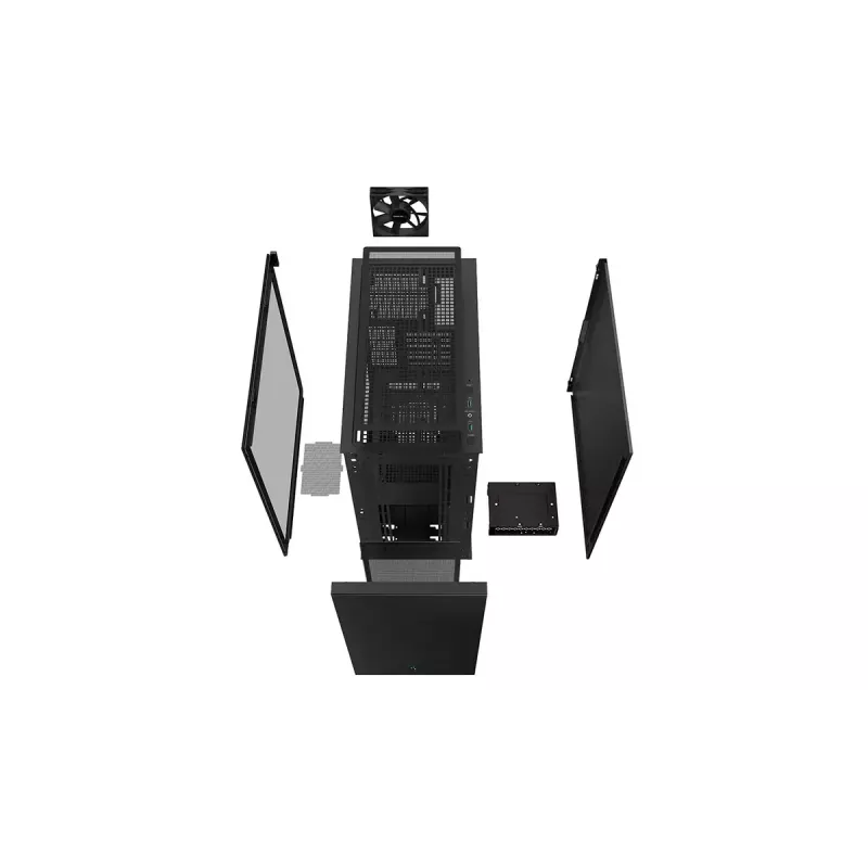 Case PC DeepCool CH510 Midi Tower nero — vetro temperato, microATX/ATX, supporta radiatori da 360 mm anteriori/superiori, lunghezza massima GPU 38 cm, alimentatore in basso, 7 slot di espansione