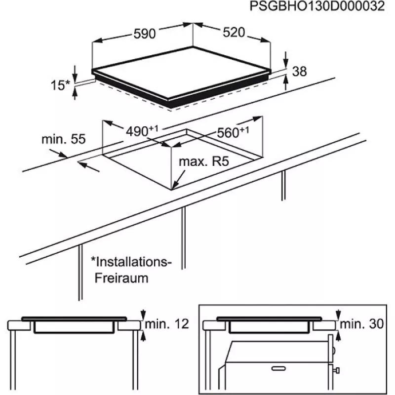Piano cottura Electrolux EHF6547FXK nero da incasso 4 zone
