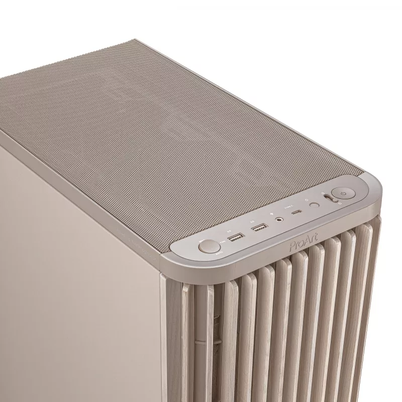 Case PC ASUS ProArt PA401 Wood Edition Beige — Mid-Tower, pannello frontale in metallo