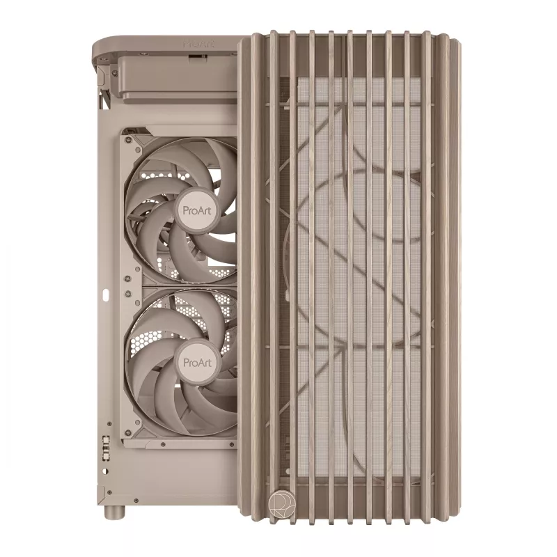 Case PC ASUS ProArt PA401 Wood Edition Beige — Mid-Tower, pannello frontale in metallo