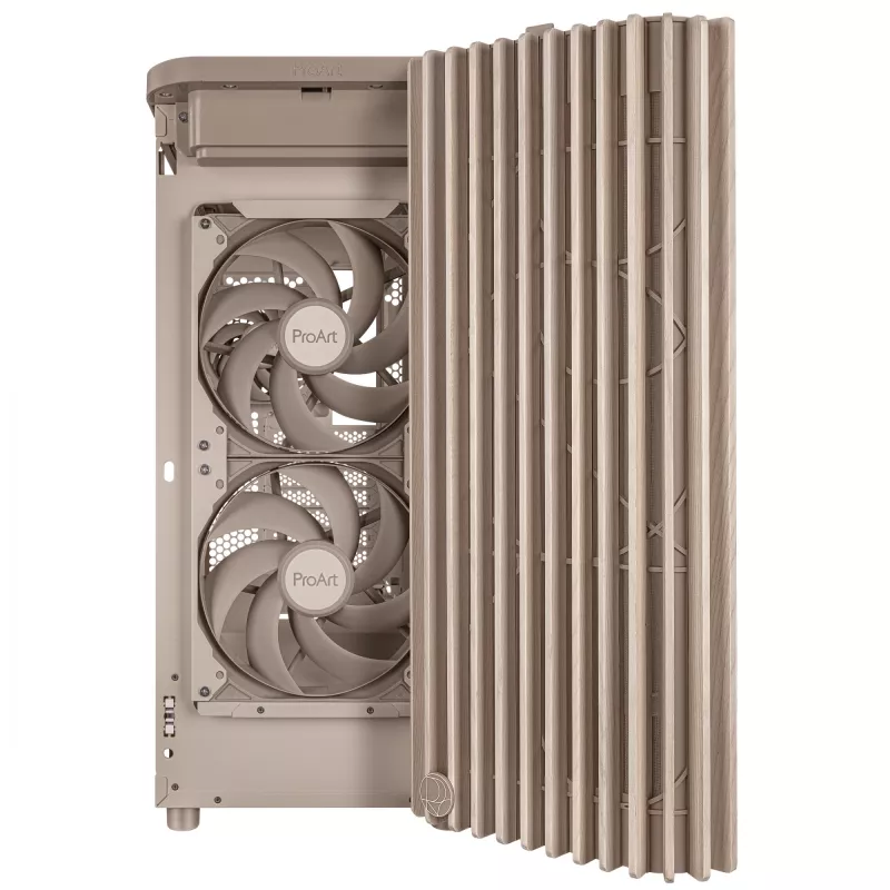 Case PC ASUS ProArt PA401 Wood Edition Beige — Mid-Tower, pannello frontale in metallo