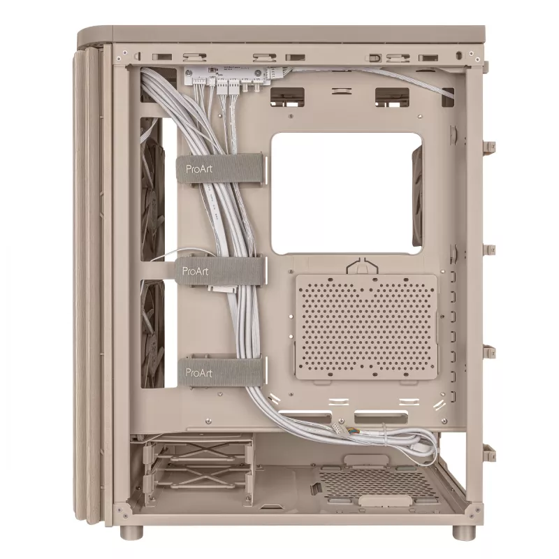 Case PC ASUS ProArt PA401 Wood Edition Beige — Mid-Tower, pannello frontale in metallo