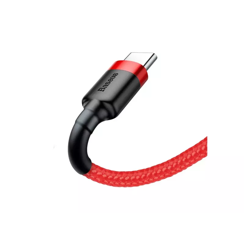 Cavo USB-A a USB-C Baseus Cafule — USB 2.0 A→C, supporto ricarica QC3.0, treccia in nylon, rosso
