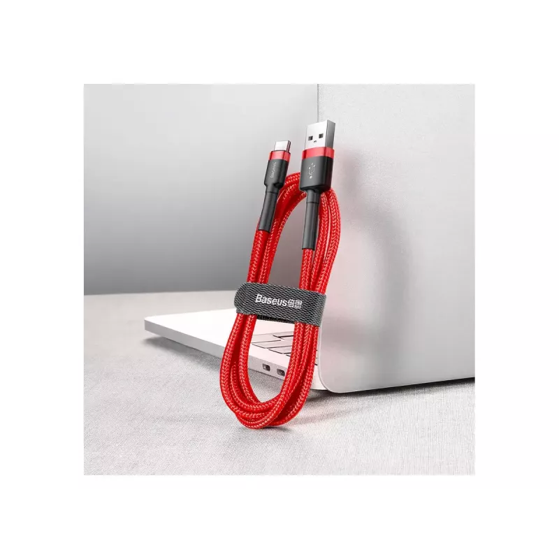 Cavo USB-A a USB-C Baseus Cafule — USB 2.0 A→C, supporto ricarica QC3.0, treccia in nylon, rosso