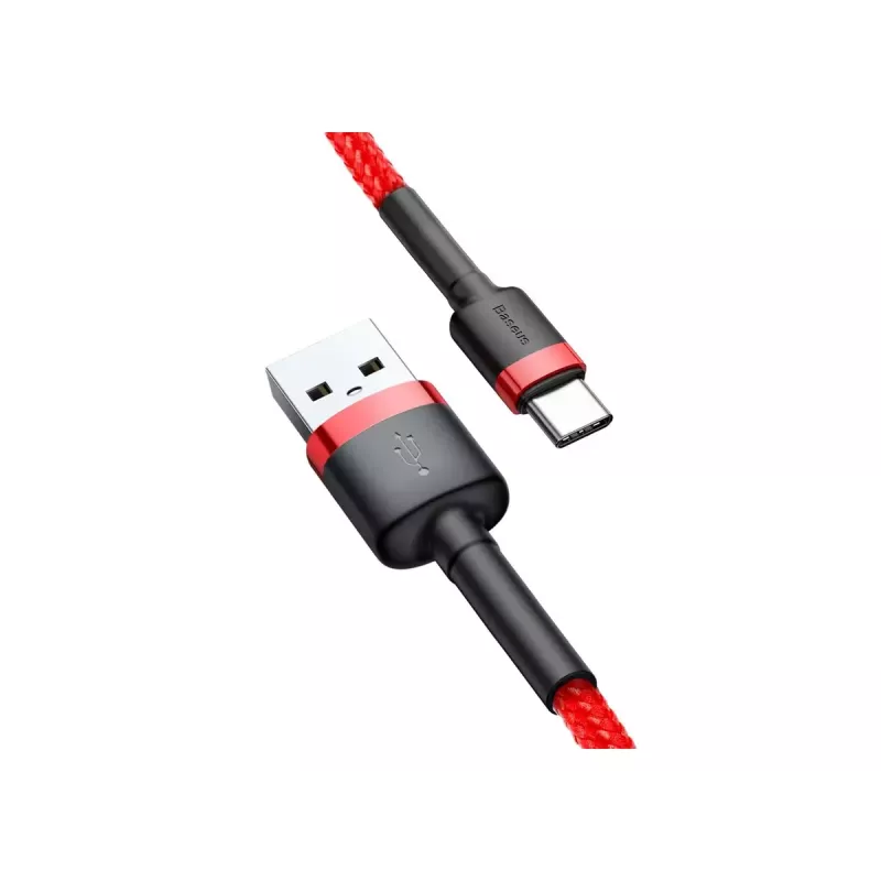 Cavo USB-A a USB-C Baseus Cafule — USB 2.0 A→C, supporto ricarica QC3.0, treccia in nylon, rosso