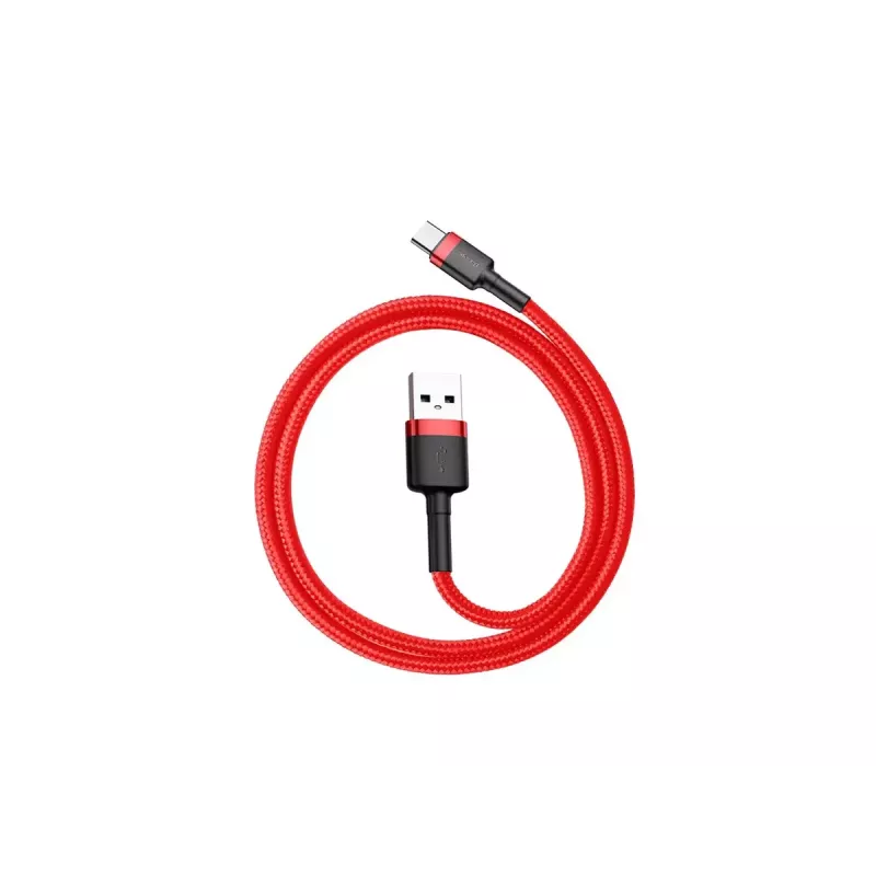 Cavo USB-A a USB-C Baseus Cafule — USB 2.0 A→C, supporto ricarica QC3.0, treccia in nylon, rosso