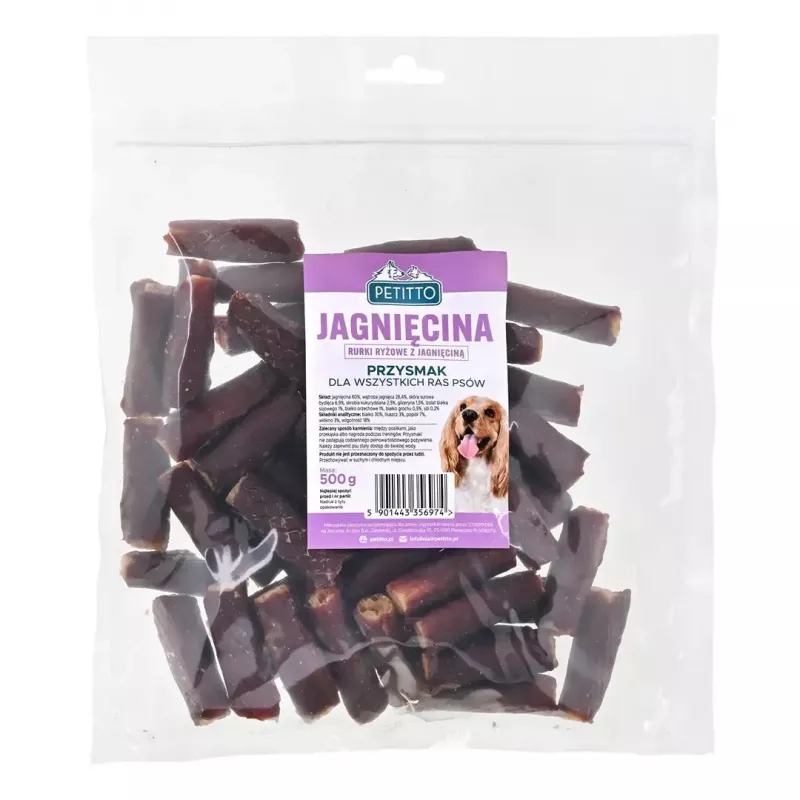 Snack arrotolati per cani PETITTO con agnello, 500 g — alimento complementare per cani