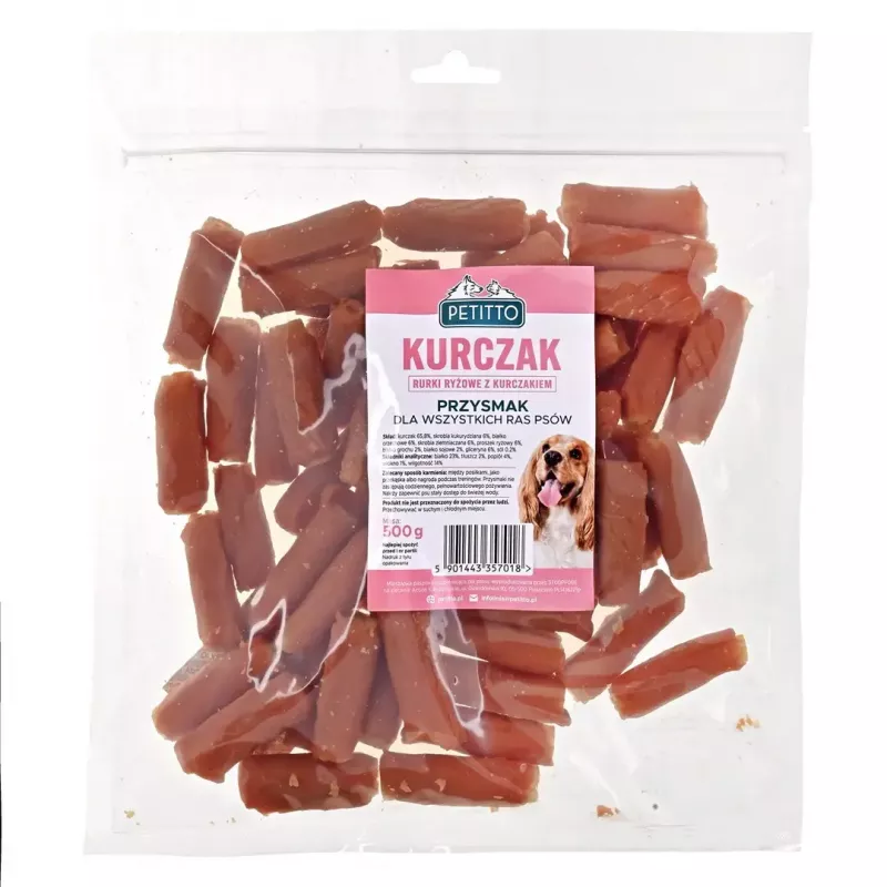 Snack per cani PETITTO tubi di riso con pollo 500 g
