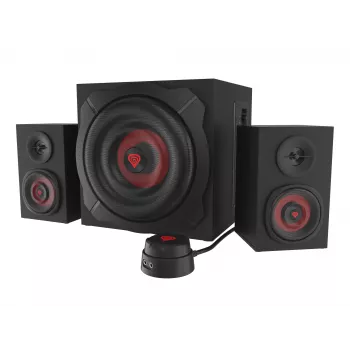 Set di diffusori GENESIS Helium 610BT 2.1, 60 W RMS, Bluetooth, con filo, rosso/nero, subwoofer compatto