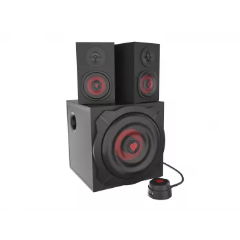 Set di diffusori GENESIS Helium 610BT 2.1, 60 W RMS, Bluetooth, con filo, rosso/nero, subwoofer compatto