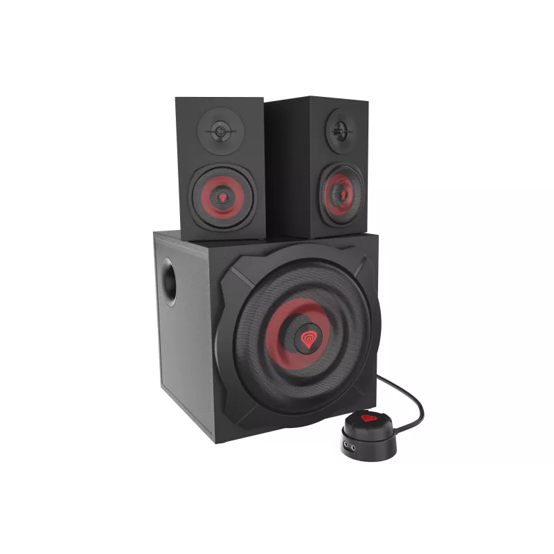 Set di diffusori GENESIS Helium 610BT 2.1, 60 W RMS, Bluetooth, con filo, rosso/nero, subwoofer compatto