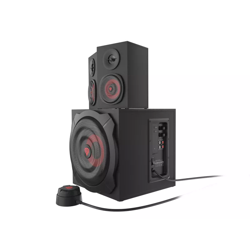 Set di diffusori GENESIS Helium 610BT 2.1, 60 W RMS, Bluetooth, con filo, rosso/nero, subwoofer compatto