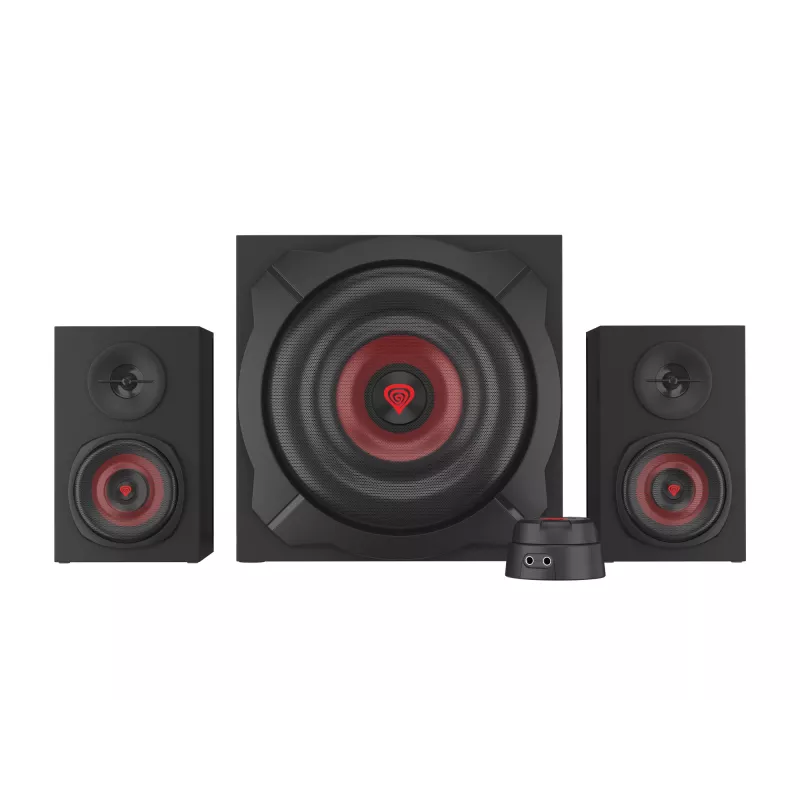 Set di diffusori GENESIS Helium 610BT 2.1, 60 W RMS, Bluetooth, con filo, rosso/nero, subwoofer compatto