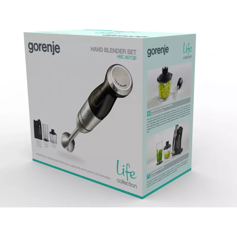 Mixer a mano Gorenje HBC807QB 0,5 L 800 W nero, acciaio inox