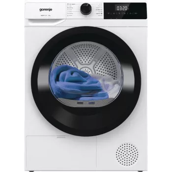 Gorenje Torktumlare DHNE82 BK040, freestanding, carica frontale, pompa di calore, bianco, pulsanti, manopola, destra