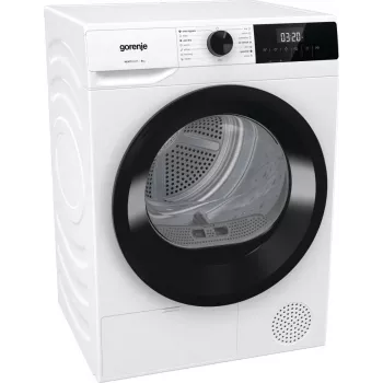 Gorenje Torktumlare DHNE82 BK040, freestanding, carica frontale, pompa di calore, bianco, pulsanti, manopola, destra