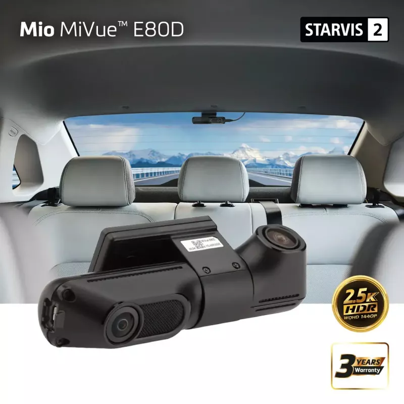 Dashcam MIO MiVue E80D HDR doppia telecamera posteriore con registrazione a due canali