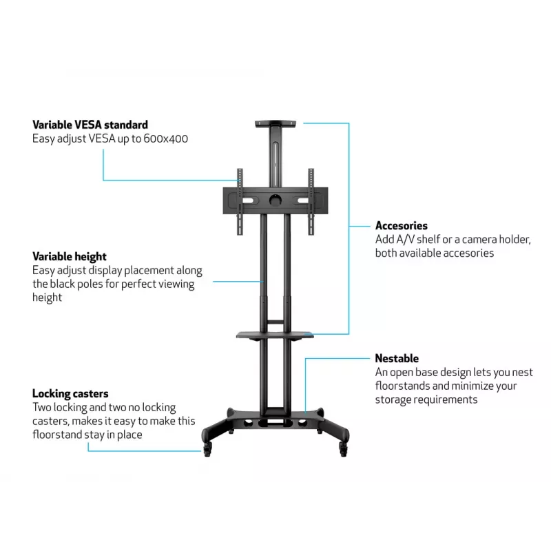 Multibrackets M Public Floorstand Basic 150 con ripiano e supporto per telecamera