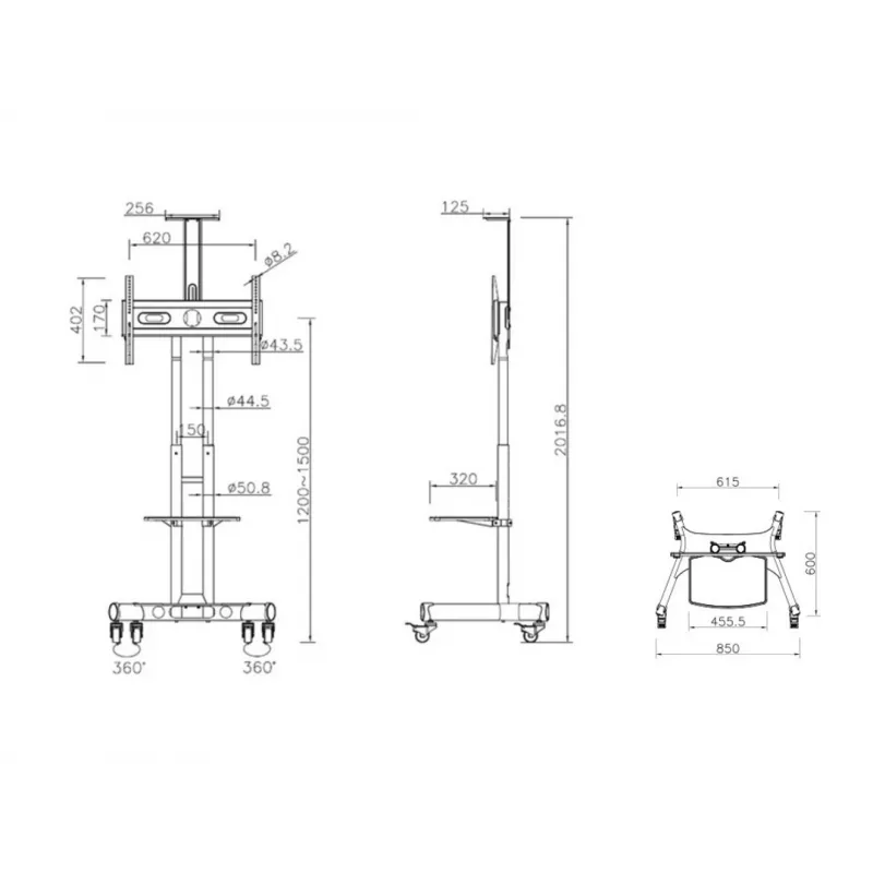 Multibrackets M Public Floorstand Basic 150 con ripiano e supporto per telecamera