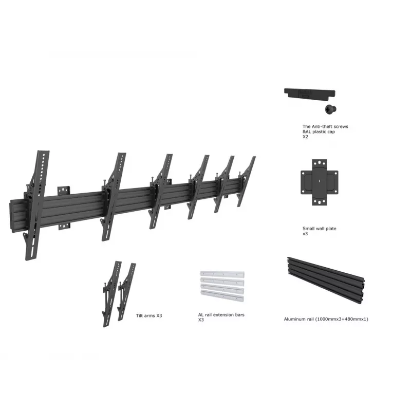 Supporto a parete Multibrackets M Wallmount Pro MBW3U Tilt nero