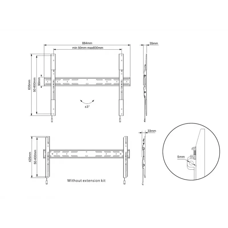 Supporto a parete fisso Multibrackets M Universal X Large