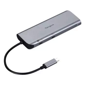 Targus Dual Video Mobile Dock con 140W EPR Pass-Thru, con filo, USB 3.2 Gen 2 (3.1 Gen 2) Type-C, 140 W, 1000 Mbit/s, grigio, 10 Gbit/s