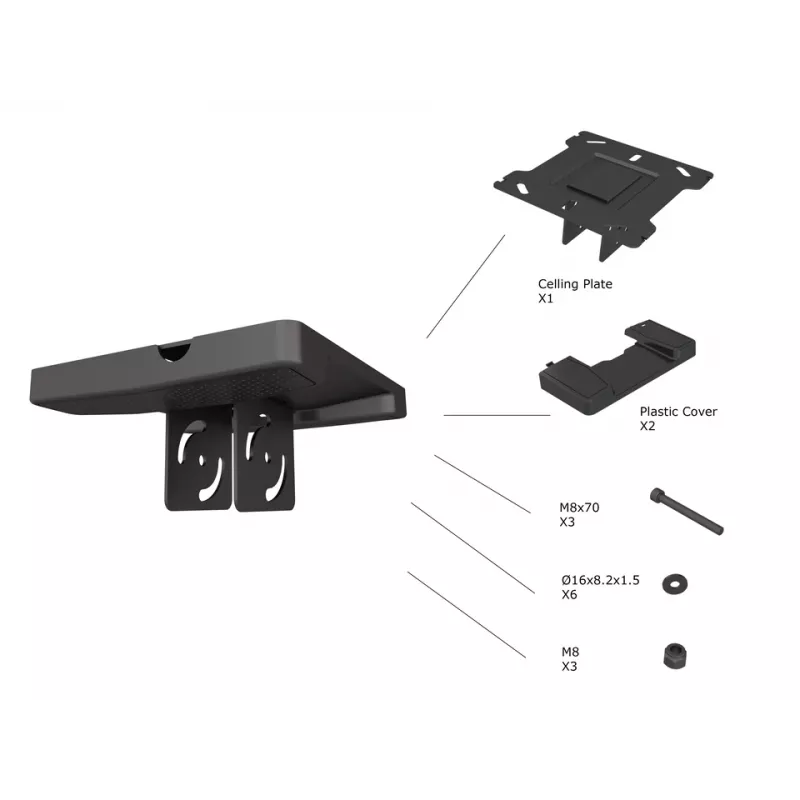 Piastra a soffitto Multibrackets M Pro Series nero plastica acciaio 165 mm