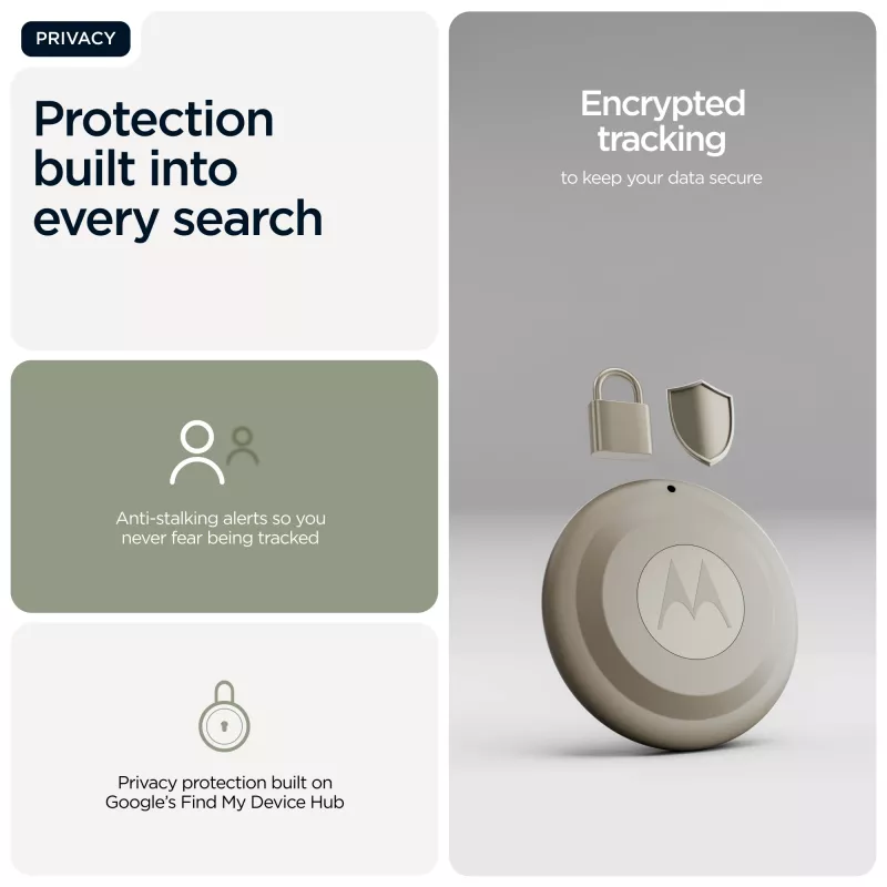 Localizzatore Motorola moto tag 2 — tracker Bluetooth universale, verde, batteria CR2032, durata 14400 h, 7.4 g, Ø 3.19 cm