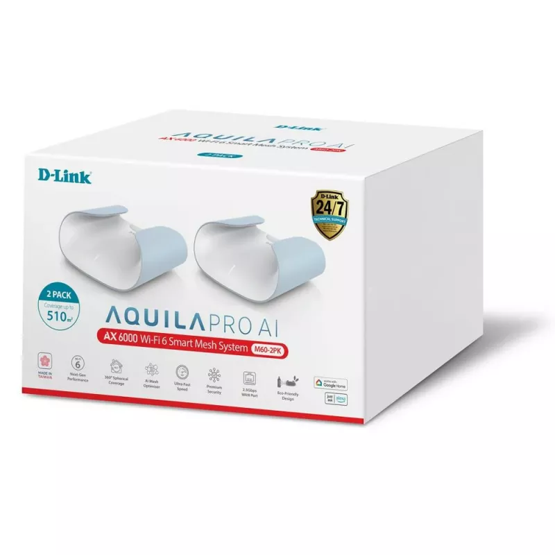 D-Link AQUILA PRO AI AX6000 Wi-Fi 6 Smart Mesh System – confezione da 2