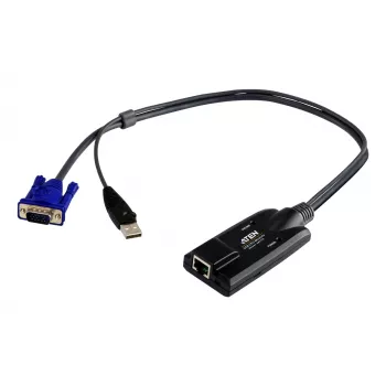 Cavo adattatore KVM ATEN USB - VGA su Cat5e/6 (modulo CPU), USB, USB, VGA, nero, blu, metallizzato, RJ-45, 1 x RJ-45