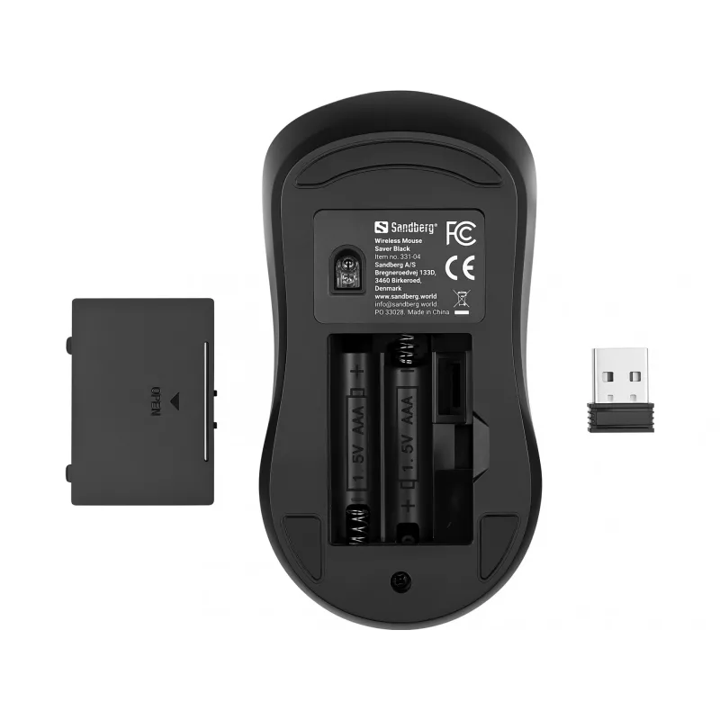 Mouse wireless Sandberg Saver nero, per entrambe le mani, RF Wireless, 1600 DPI, nero