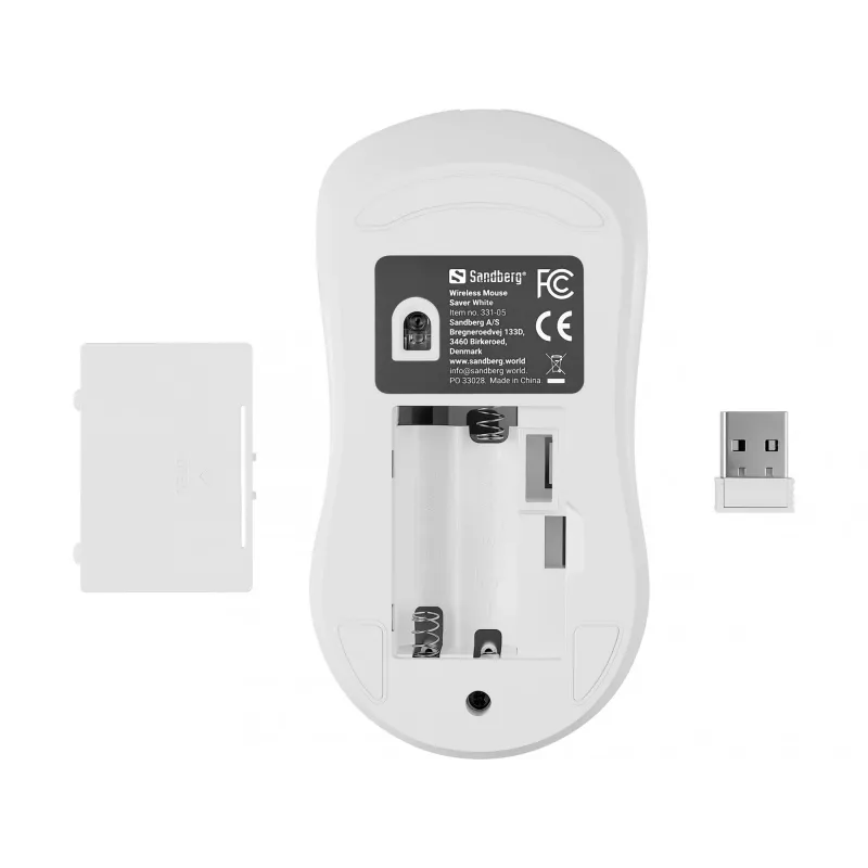 Mouse wireless Sandberg Saver bianco, per entrambe le mani, RF Wireless, 1600 DPI, bianco