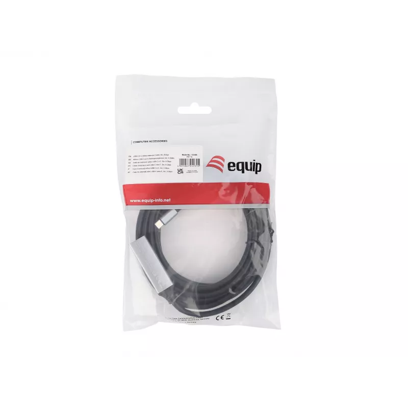 Cavo di prolunga attivo USB-C su USB-C EQUIP 5 m, USB 3.2 Gen 1 (5 Gbit/s), contatti nichelati, nero