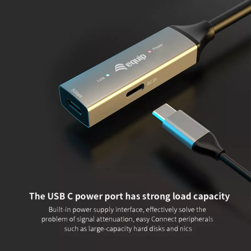 Cavo di prolunga attivo USB-C su USB-C EQUIP 10 m, USB 3.2 Gen 1 (5 Gbit/s), nero
