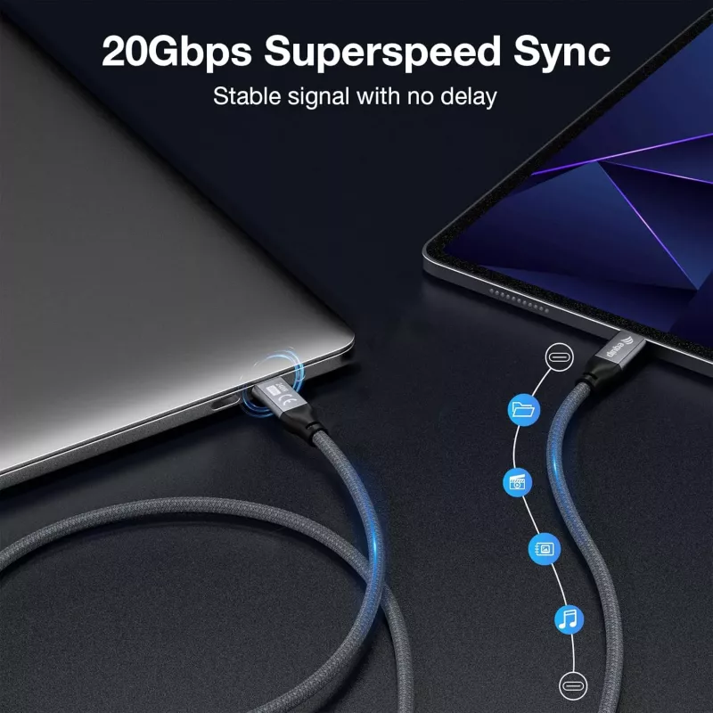 Cavo USB-C su USB-C EQUIP 2,0 m — USB 3.2 Gen 2x2, 20 Gbps, PD 240W, 4K/60Hz, nero