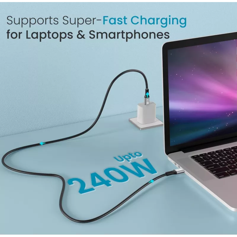 Cavo USB-C su USB-C EQUIP 2,0 m — USB 3.2 Gen 2x2, 20 Gbps, PD 240W, 4K/60Hz, nero