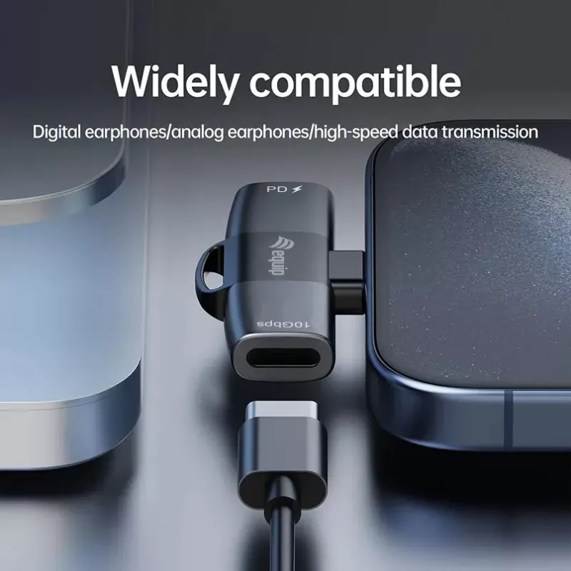 Adattatore USB-C OTG 2-in-1 EQUIP 133479 — 100W PD, 10Gbit/s, 1x USB-C su 2x USB-C, grigio