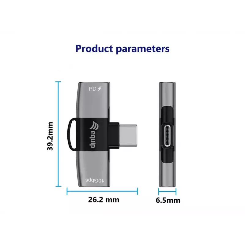 Adattatore USB-C OTG 2-in-1 EQUIP 133479 — 100W PD, 10Gbit/s, 1x USB-C su 2x USB-C, grigio