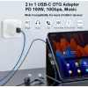 Adattatore USB-C OTG 2-in-1 EQUIP 133479 — 100W PD, 10Gbit/s, 1x USB-C su 2x USB-C, grigio