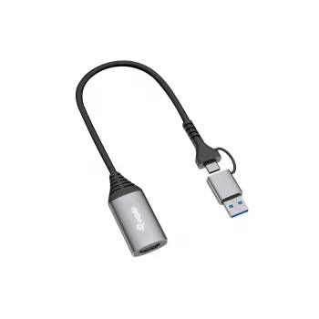 Adattatore USB su HDMI EQUIP 133498 (connettore USB-C e USB-A su HDMI, 1080p, case in alluminio, grigio)