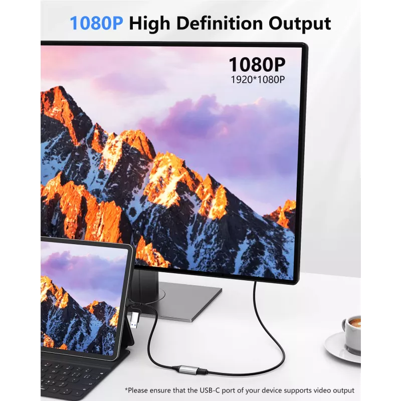 Adattatore USB su HDMI EQUIP 133498 (connettore USB-C e USB-A su HDMI, 1080p, case in alluminio, grigio)