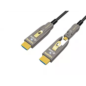 EQUIP Cavo ottico attivo HDMI 2.0 30 m con connettori Type-D e Type-A rimovibili, 4K/60Hz, 18 Gbit/s, contatti dorati