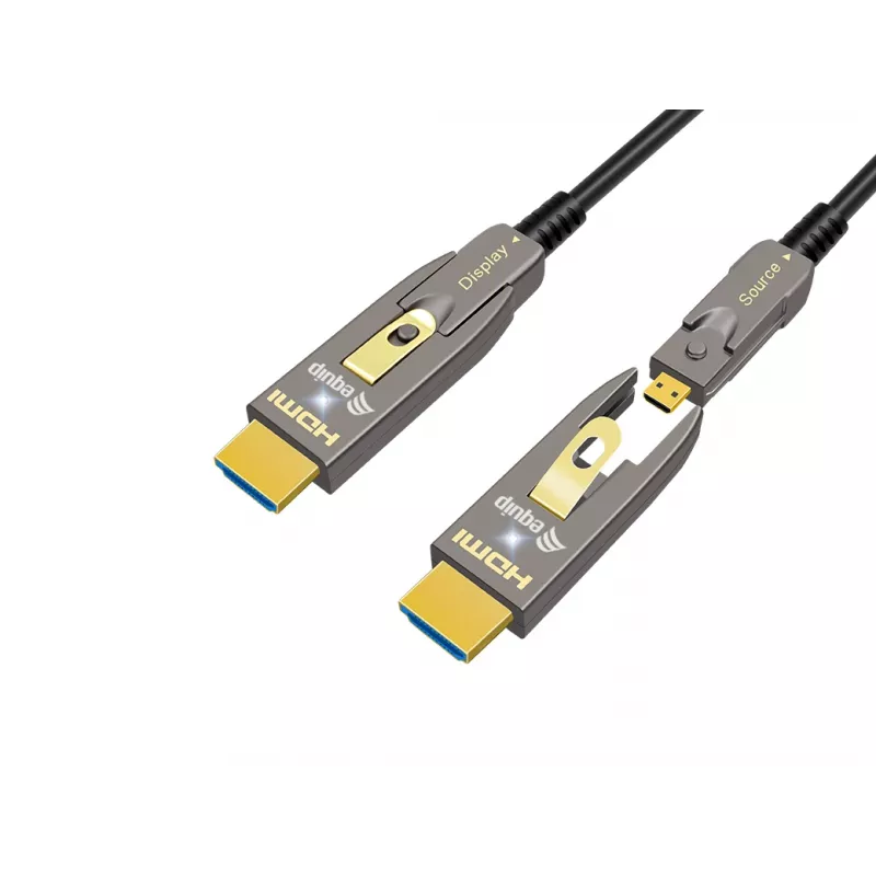 EQUIP Cavo ottico attivo HDMI 2.1 10 m — Type-D (Micro) + Type-A rimovibili, 48 Gbit/s, 8K/60Hz