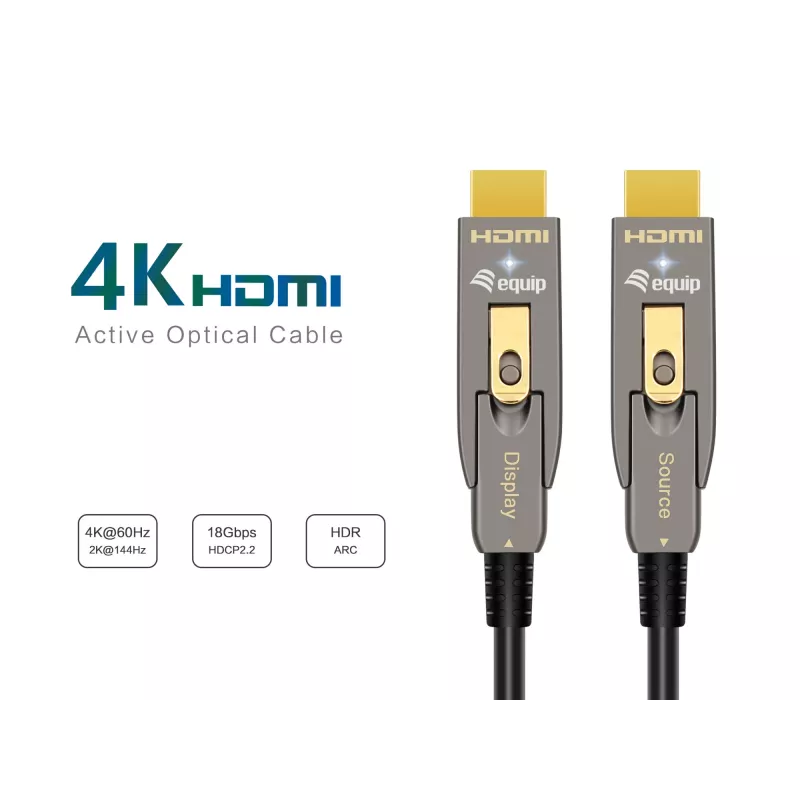 Equip Cavo ottico attivo HDMI 2.1 15 m, tipo D + A rimovibili, 48 Gbit/s, 8K/60Hz