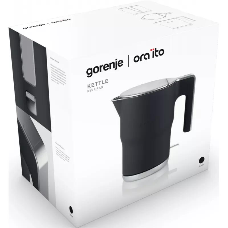 Gorenje K15ORAB bollitore, 1,5 l, 2400 W, Nero