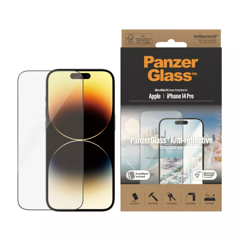 Pellicola protettiva PanzerGlass® Anti-Reflective per iPhone 14 Pro | Ultra-Wide Fit con EasyAligner