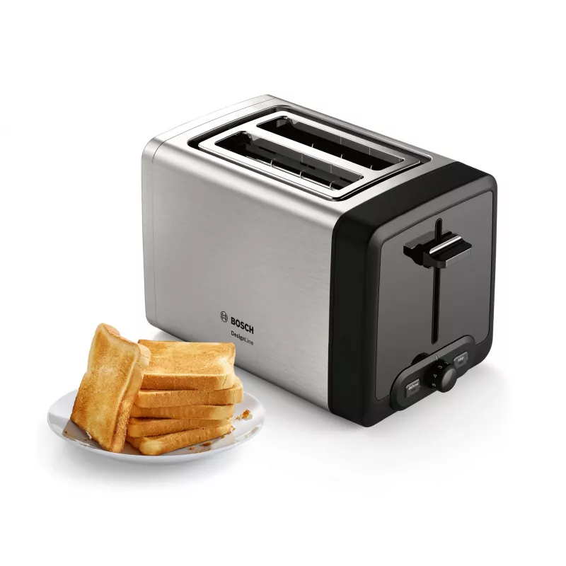 Bosch TAT4P420 Tostapane 2 fette 970 W nero, acciaio inox